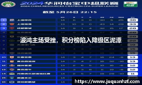 波鸿主场受挫，积分榜陷入降级区泥潭