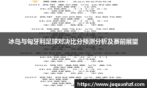 冰岛与匈牙利足球对决比分预测分析及赛前展望